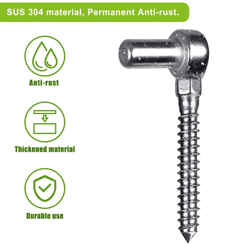 Insaga One-Piece Molding Chain Link Lag Screw Hinge  304 Stainless Steel Post Side Wood Bolt Hinges for Wooden Gate or Post  Screw in Pin Hinge 5/8'' Lag Bolt Hinge (2Pcs  M12) - Image 3
